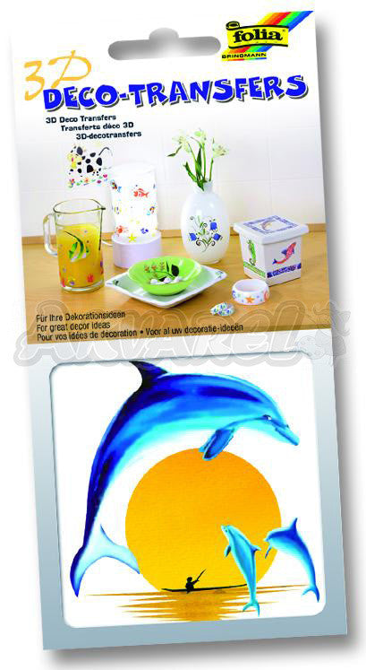 Autocolant decorativ 3D, 10x10 cm – Delfini