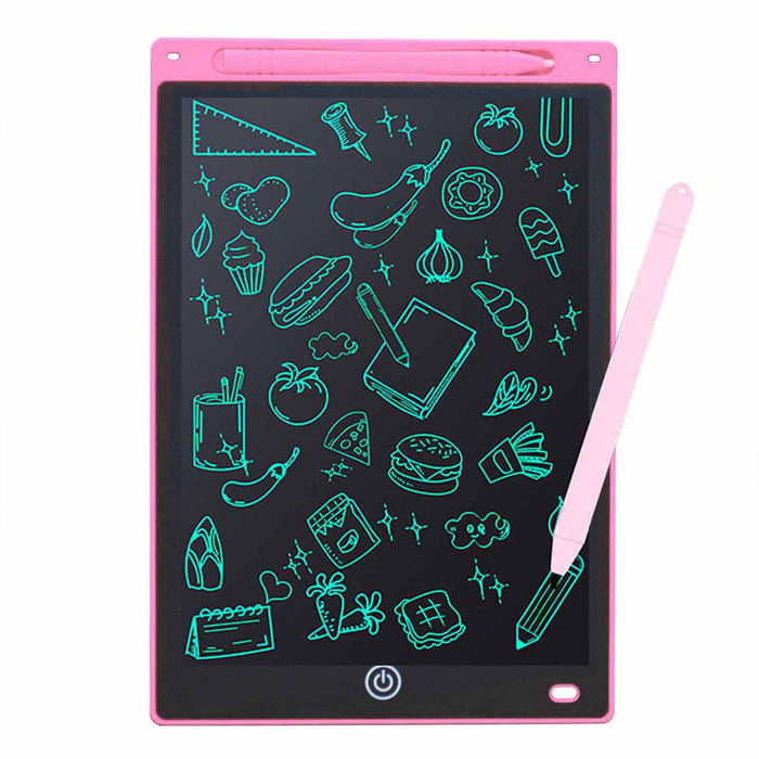 Tableta grafica pentru copii, Display de 12", cu Buton de blocare si stergere, Stilou, Roz