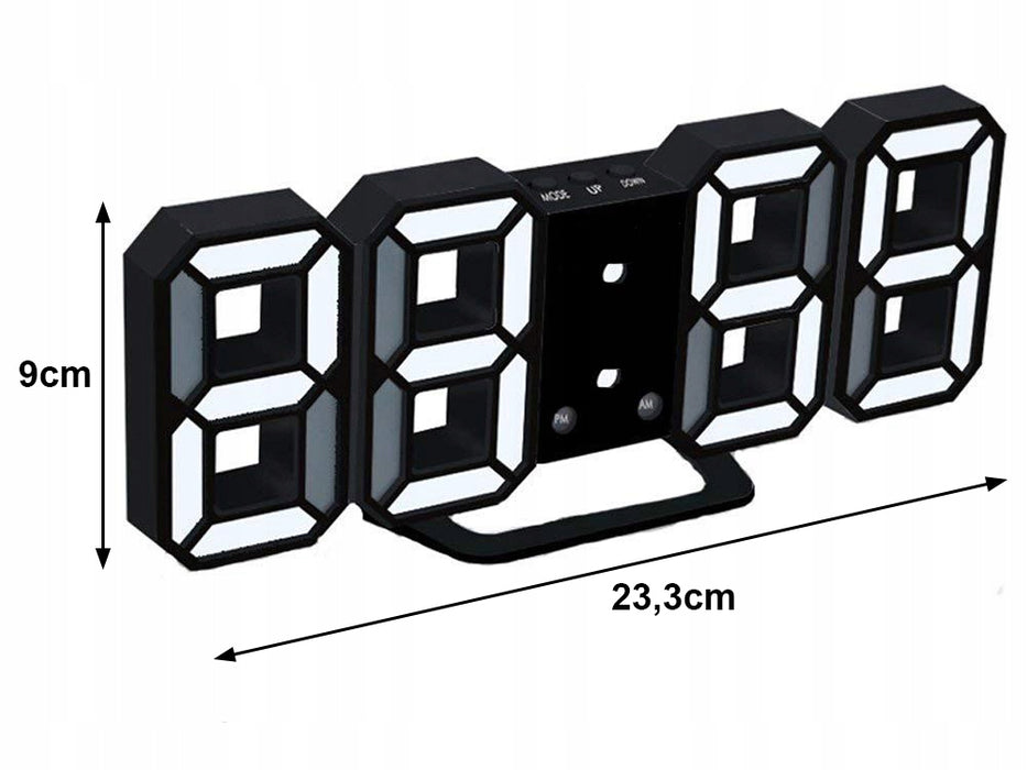 Ceas electronic de masa, cu LED, afisaza Ora, Alarma si Termometru, Negru