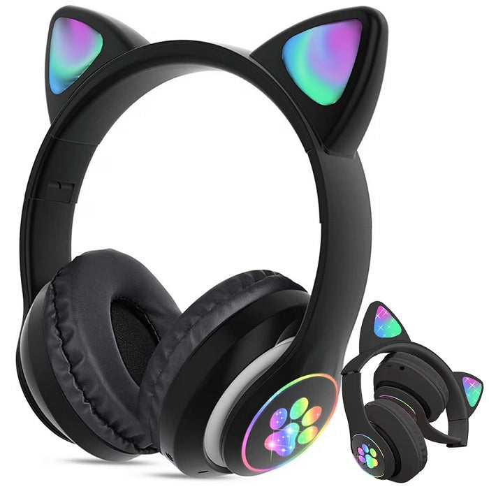 Безжични слушалки за деца и възрастни, котешки уши, RGB LED светлини