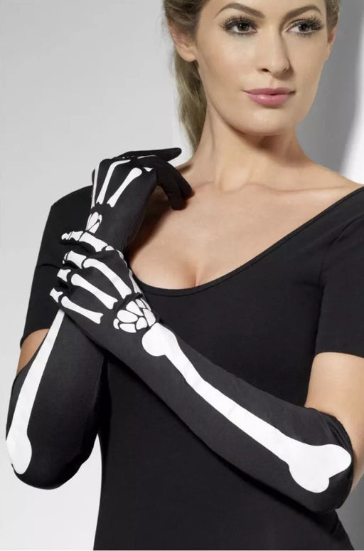 Manusi de dama sexy cu imprimeu schelet, pentru adulti