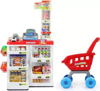 Tejghea supermarket cu cos de cumparaturi si accesorii, MalPlay