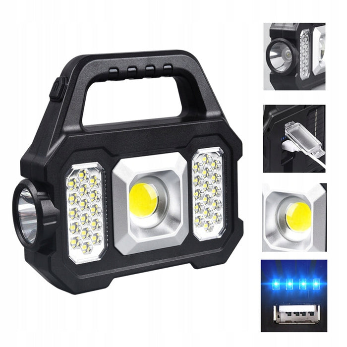 Lanterna Solara LED cu COB Lateral 5W 6 Moduri Iluminare, cu maner