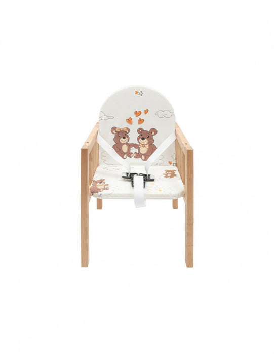 Scaun de masa din lemn natural, 2 in 1, New Baby