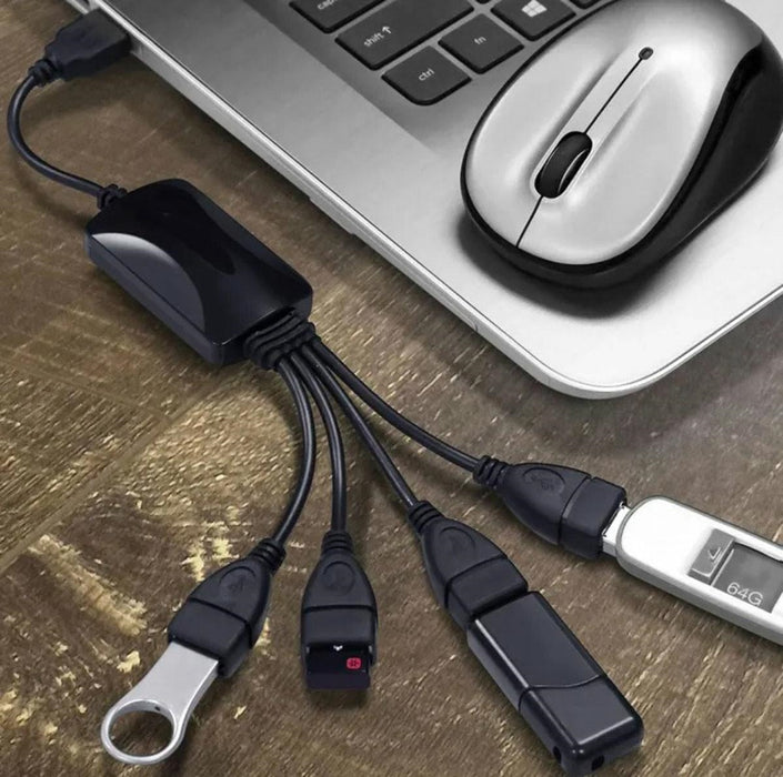 Hub USB 2.0 με 4 θύρες, USB διαχωριστή, υψηλής ποιότητας, μαύρο