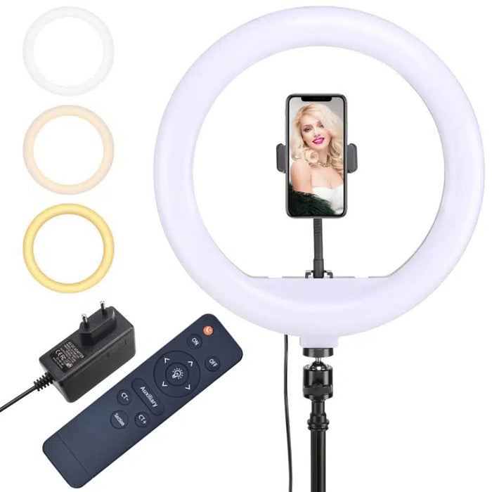 Lampa circulara Ring Light 240 W, Diametru 30 cm, Trepied, Telecomanda