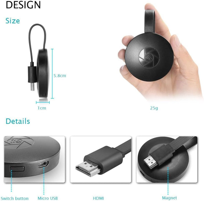 Adaptor Transmitator HDMI wireless full HD - Chromecast - dispozitiv de streaming pentru TV 1080px