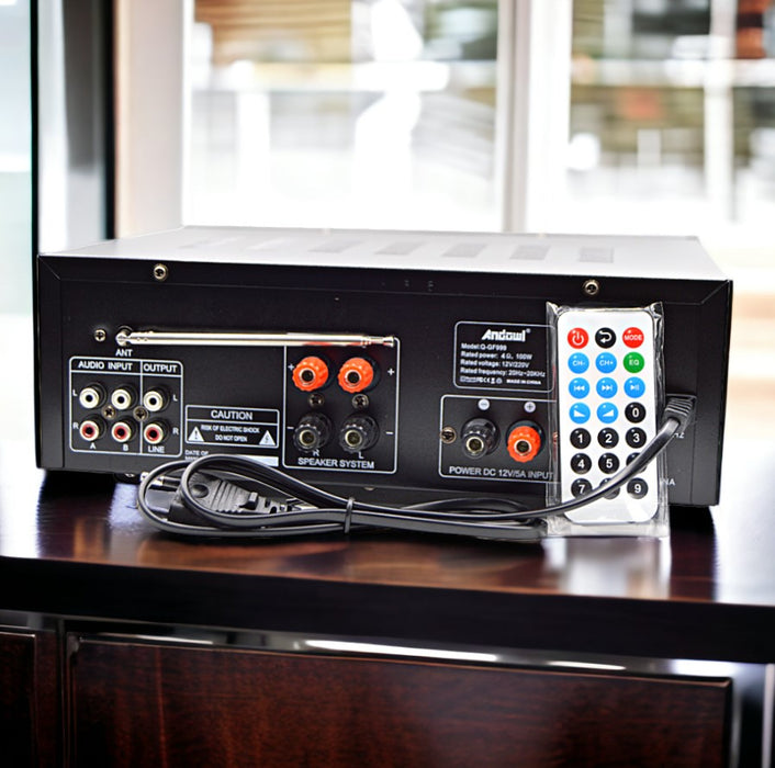 Amplificator Karaoke GF999, 2x150W, BT, SD card, EQ, MP3, cu telecomanda, negru