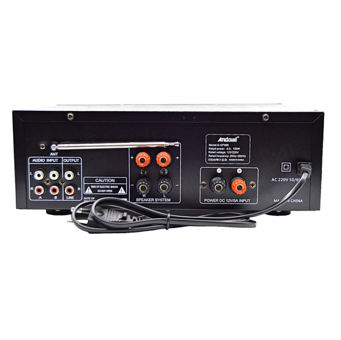 Amplificator Karaoke GF999, 2x150W, BT, SD card, EQ, MP3, cu telecomanda, negru
