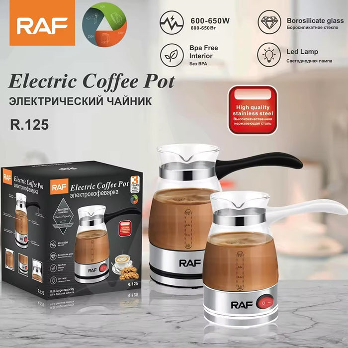 Ηλεκτρική καφετιέρα, RAF R125, 650W, 500ml, γυαλί/λευκό δοχείο