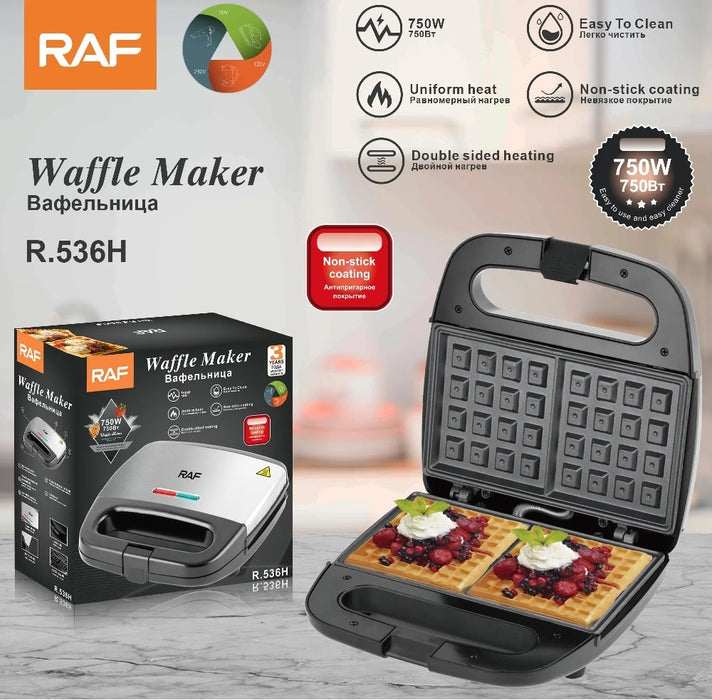 Gofre Make, RAF R536H, 750W, αυτόματη ρύθμιση θερμοκρασίας, μαύρο ασθενή