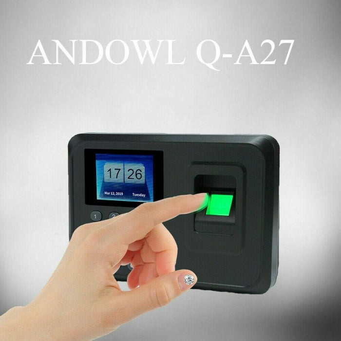 Aparat de control acces cu amprenta digitala si/sau cod pin, contorizare angajati, Andowl Q-A27, negru