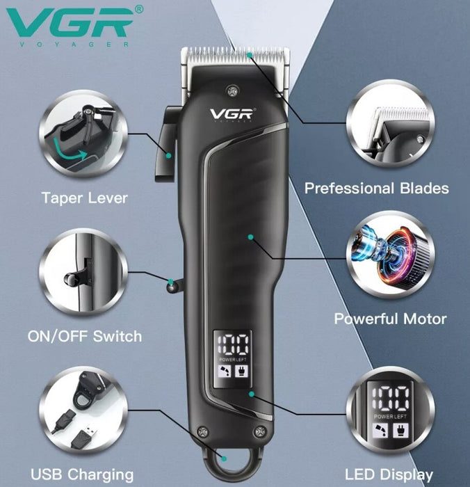 VGR VGR VGR Professional, преносим, ​​4 далечни, стоманени острие, LCD дисплей, черен