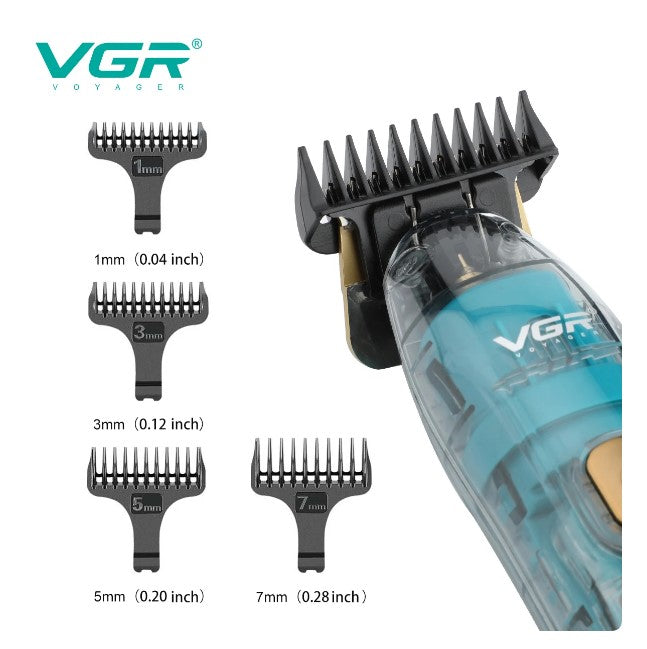 Επαγγελματικό Trimmer και Trimmer VGR V-961, Ασύρματο, Φόρτωση USB, με Διαφανή Στέγαση