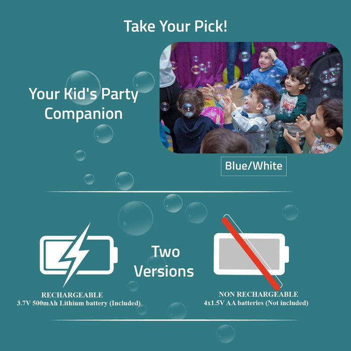 Αυτόματη συσκευή για τη δημιουργία μπαλόνια σαπουνιού, φορητή, για πάρτι, rinchable, λευκό-μπλε