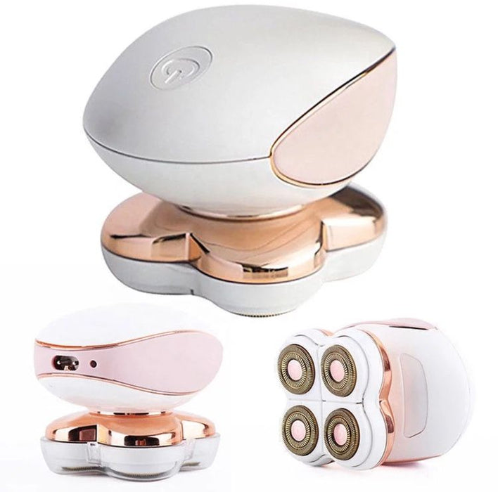 Aparat electric de ras pentru femei Flawless Legs, fara fir, cu LED, 9x6x5.5cm, Alb-Rose-Gold