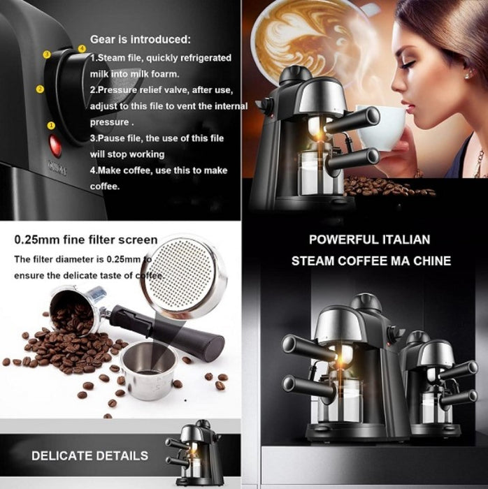 Expreor electric pentru cafea, cu functie de spuma de lapte, putere 800W, negru