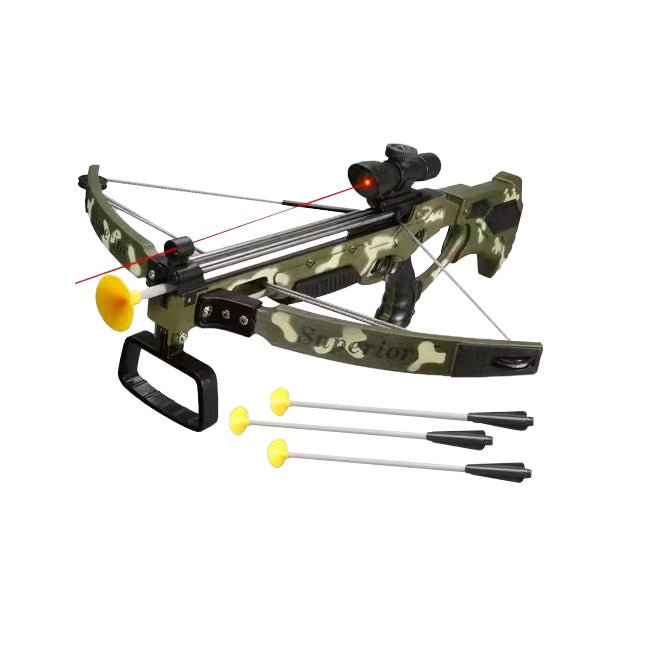 Arbaleta de Jucarie, Crossbow, pentru Copii 6 ani+, cu Ghidaj Laser si 3 Sageti cu Ventuze, Verde Camouflage