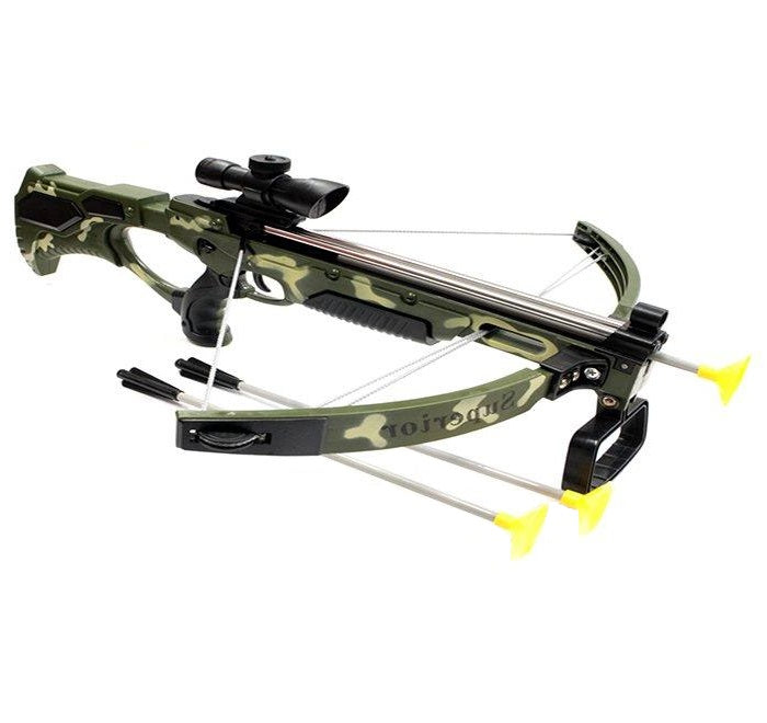 Arbaleta de Jucarie, Crossbow, pentru Copii 6 ani+, cu Ghidaj Laser si 3 Sageti cu Ventuze, Verde Camouflage