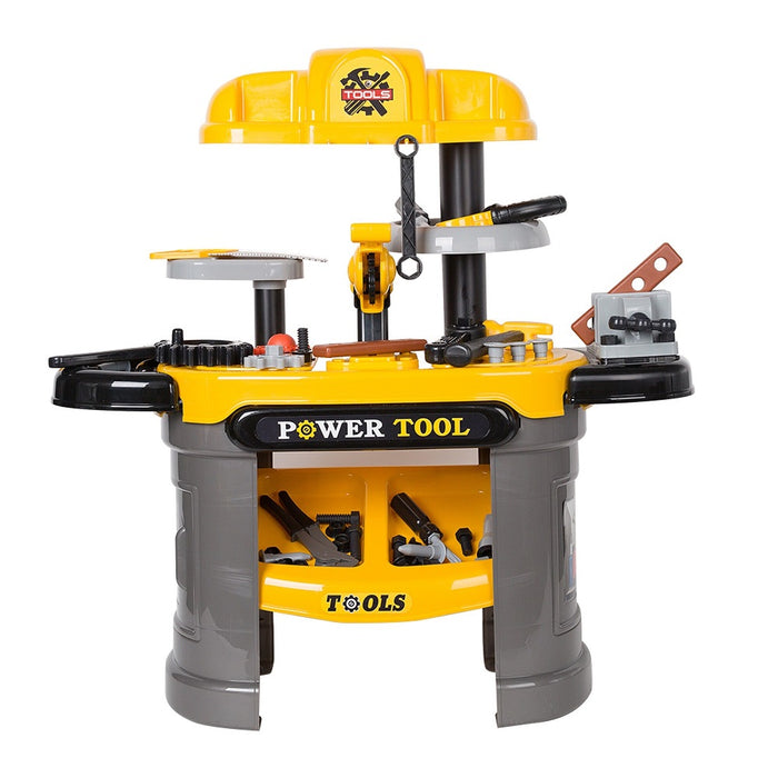 Banc de lucru pentru copii de 3 ani+, Power Tools, cu Unelte si Scule, Gri/Galben