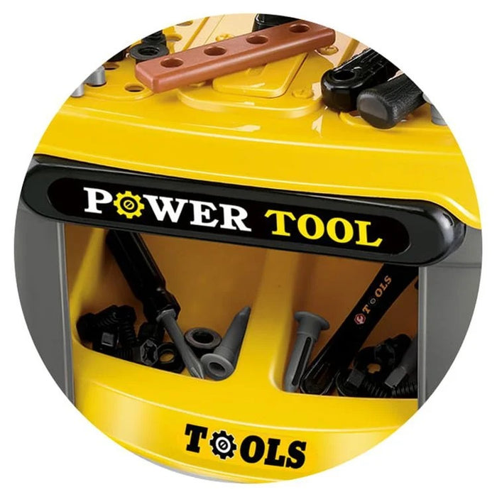 Banc de lucru pentru copii de 3 ani+, Power Tools, cu Unelte si Scule, Gri/Galben