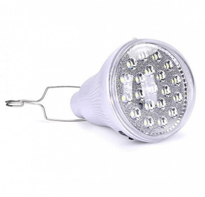 Bec LED GR-020 cu panou solar, 5W, carlig, portabila, IP65, reincarcabila cu USB, pentru camping, lumina alb rece