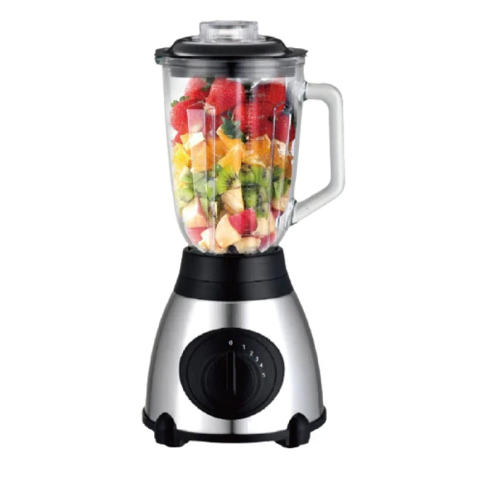 Blender 2 in 1 cu rasnita de cafea, 2200W, 5 viteze, 1.5L, carcasa din inox si ABS, bol din sticla, negru-argintiu