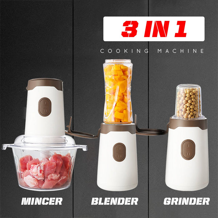 Blender, tocator si storcator T164, 3 in 1, 250W, cu 3 accesorii, alb-maro