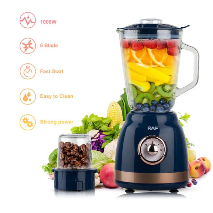 Blender electric RAF R-2827L cu cana din sticla, 1.5l, 1000W + Rasnita pentru cafea