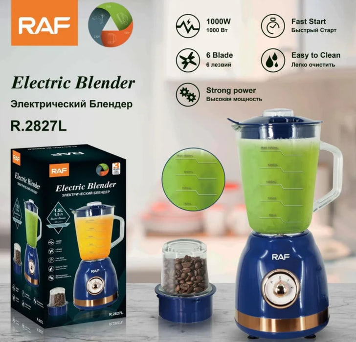 Blender profesional 2 in 1 RAF 2826L, 1000W, 1.5L, cu rasnita, pahar din sticla