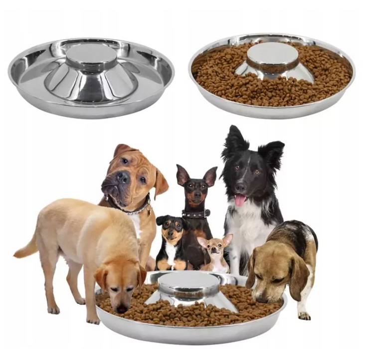 Кръгла купа за метални кучета и котки, идеална за вода, суха или влажна храна, диаметър 26 см