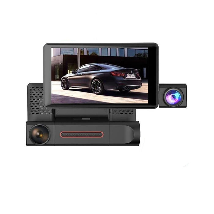 Camera Tripla Auto DVR, Display 4", Full HD 1080p, Unghi de 170°, Negru