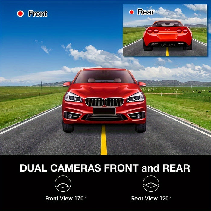 DVR DVR Front-Back Car, 1080p Full HD, 170 °, нощно виждане, 4 LCD екран, G, черен сензор