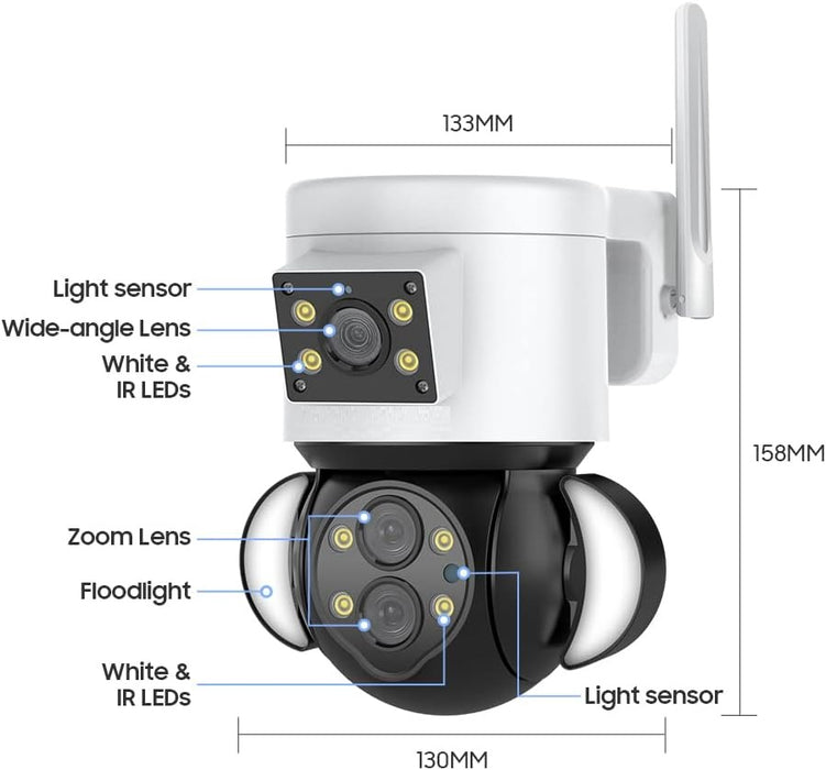 4K HD SX921 megfigyelő kamera, 10x zoom, 4MP, mozgásérzékelő, IP65, fehér fekete