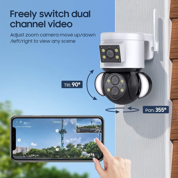 4K HD SX921 Камера за наблюдение, 10x увеличение, 4MP, сензор за движение, IP65, бяло с черно