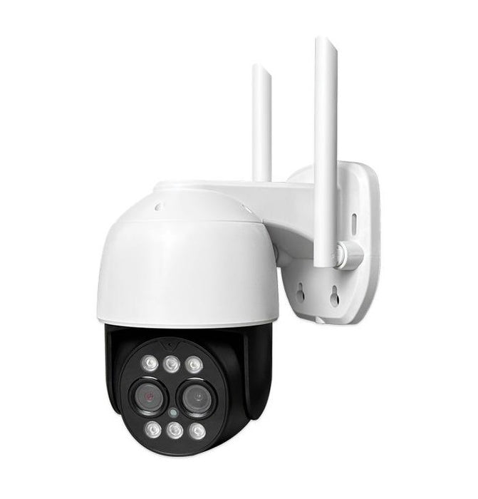 Camera de supraveghere CCTV PTZ IP WiFi de 3MP, Full HD, senzor uman, alarma, alba cu negru