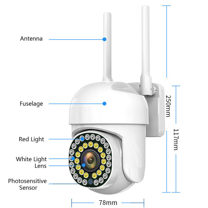 Camera de supraveghere IP CCTV smart de 2MP, Wi-Fi, senzor lumina si miscare, infrarosu, alerte, alba