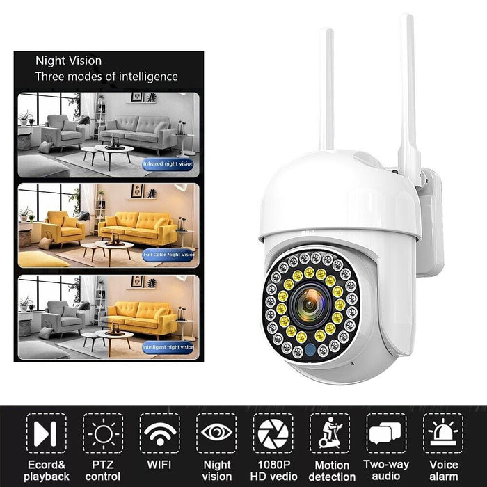 Camera de supraveghere IP CCTV smart de 2MP, Wi-Fi, senzor lumina si miscare, infrarosu, alerte, alba
