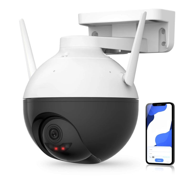 Camera de supraveghere IP WiFi Full HD 1080P, rotativa, 2MP, wireless, IP65, alb cu negru