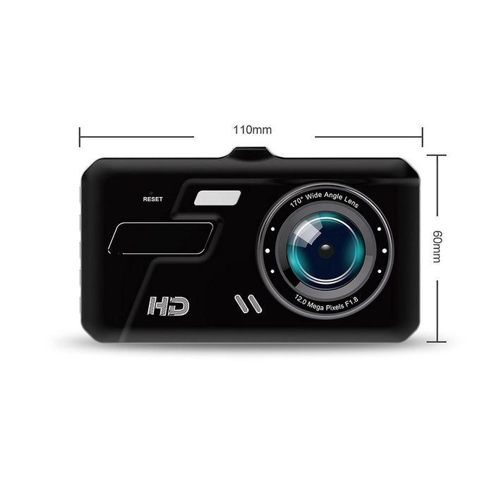 Camera auto DVR duala, SuperHD 1920P, 170°, cu display de 4'' plus camera marsarier, Negru