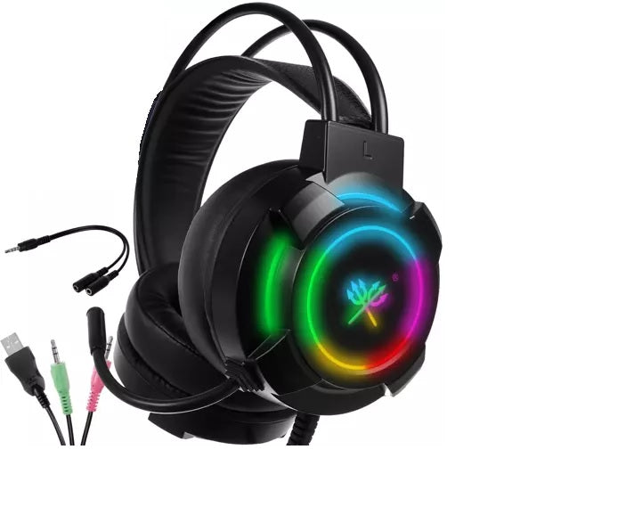 Ακουστικά τυχερών παιχνιδιών με φωτισμό μικροφώνου και RGB, μαύρο