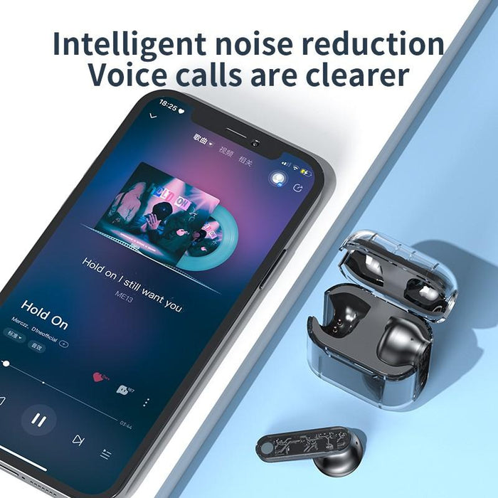 Bluetooth in-ear ακουστικά, ασύρματο 5.3, TM10 με διαφανή κατοικία