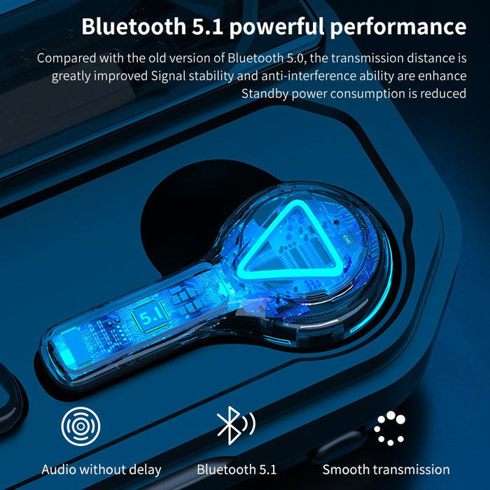 Ασύρματα ακουστικά εντός του αυτιού, Bluetooth 5.0, ενσωματωμένο μικρόφωνο, οθόνη LCD, 50Hz-kHz, 108dB, 16Ω, 1,5Α, 5V, μαύρο