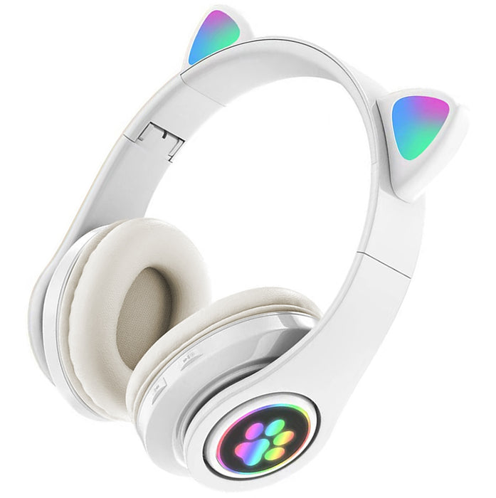 Bluetooth 5.0 fejhallgató, vezeték nélküli, macska fülekkel és RGB LED -es lámpával