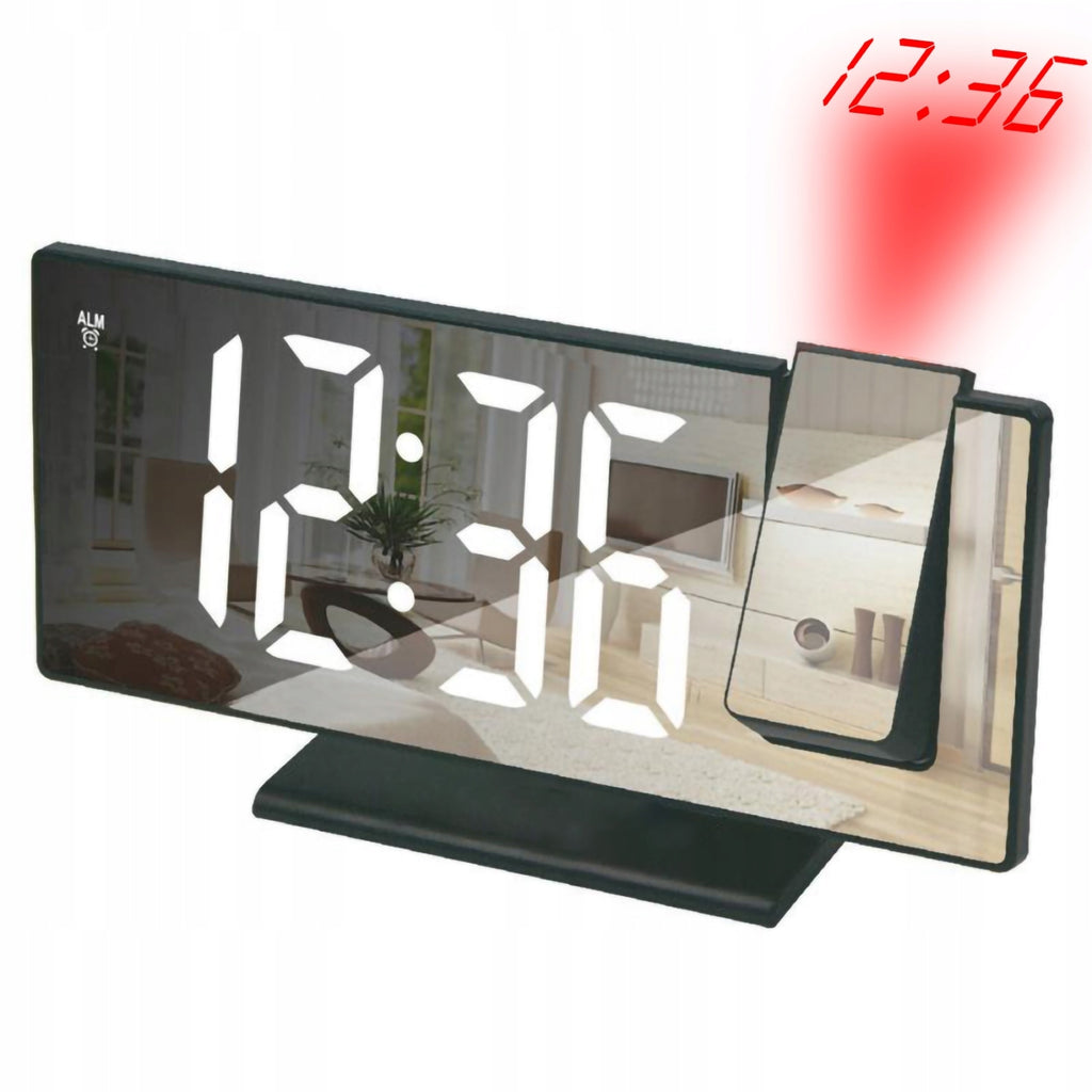 Ceas stil oglinda cu LED si proiectie, Alarma, Display mare