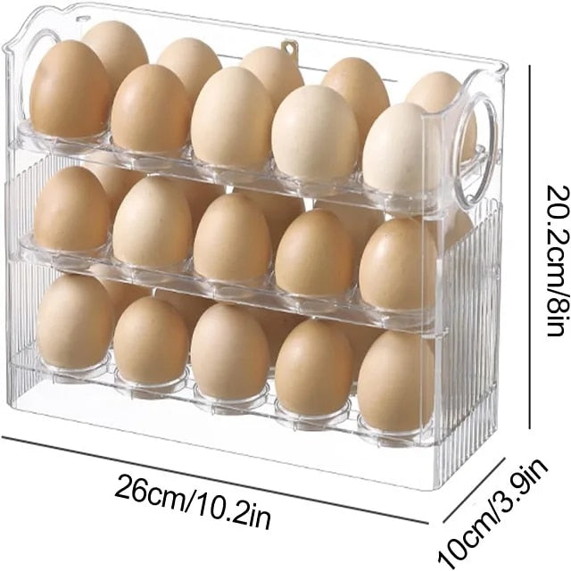 Suport organizator oua pentru frigider, pe 3 niveluri cu capacitate pentru 30 de oua