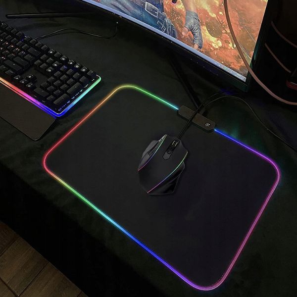 Mousepad de gaming cu iluminare LED RGB 7 Culori, Negru - 1 | YEO