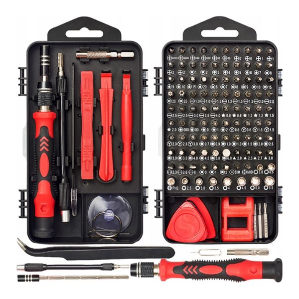 Set șurubelniță magnetică cu 115 accesorii și capete de precizie