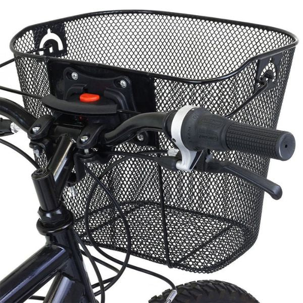 Cos de depozitare pentru bicicleta din metal cu montare pe ghidon, Negru