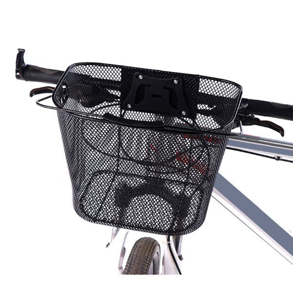 Cos de depozitare pentru bicicleta din metal cu montare pe ghidon, Negru
